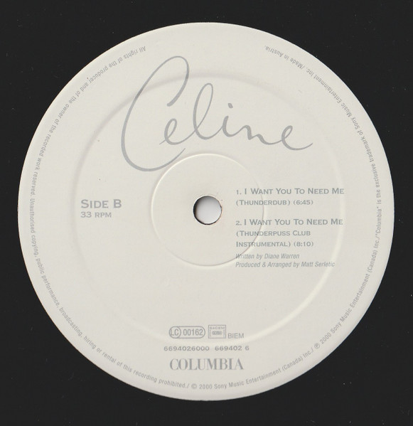 Céline Dion - I Want You To Need Me | Columbia (6694026000) - 4