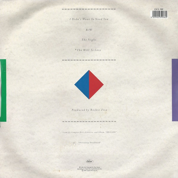 Heart - I Didn't Want To Need You | Capitol Records (12CL 580) - 2