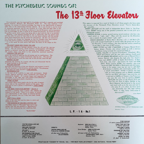 13th Floor Elevators - The Psychedelic Sounds Of The 13th Floor Elevators LP-UNOFFICIAL | International Artists (IA-LP-1) - 2