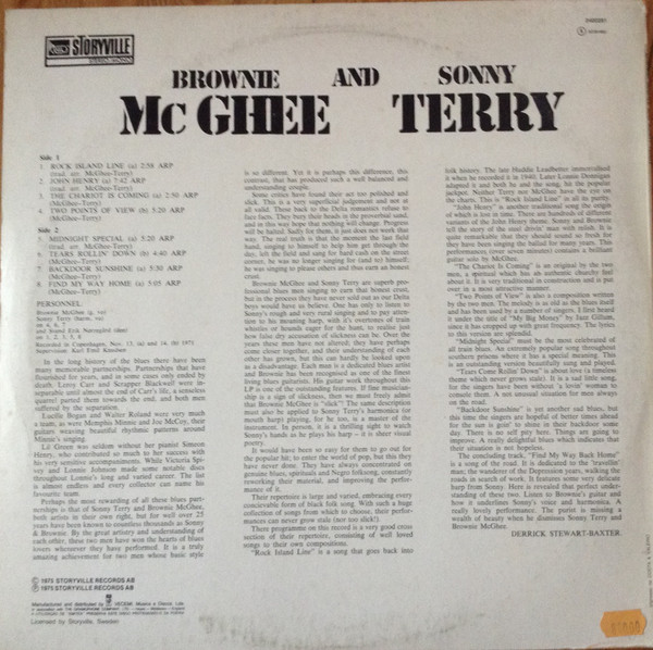 Sonny Terry & Brownie McGhee - Brownie McGhee And Sonny Terry | Storyville (SLP 4007) - 2