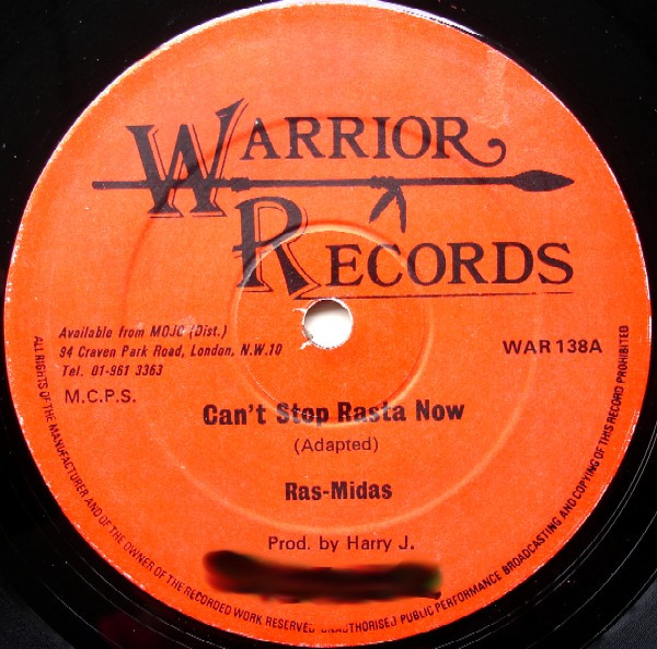 Ras Midas - Can't Stop Rasta Now / Rain And Fire | Warrior Records (WAR 138) - 2