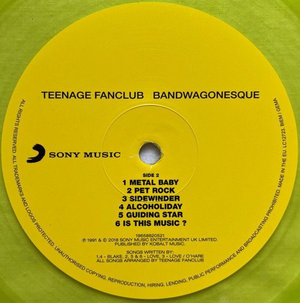 Teenage Fanclub - Bandwagonesque (Yellow Transparent Vinyl) [Vinyl] | Sony Music (19658820521) - 4
