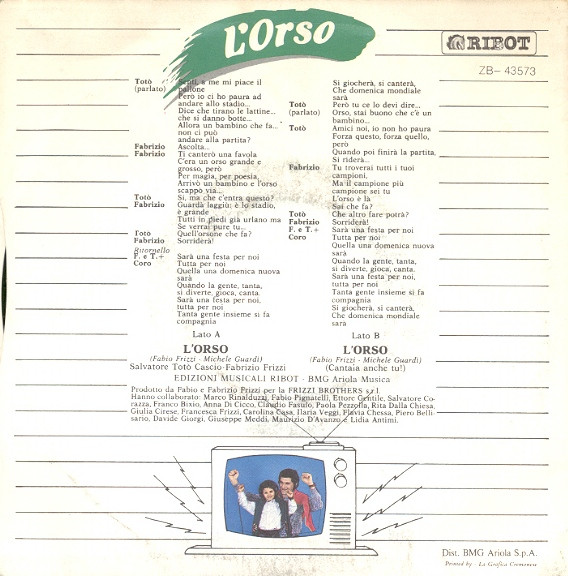 Salvatore "Totò" Cascio / Fabrizio Frizzi - L'Orso | Ribot (ZB43573) - 2