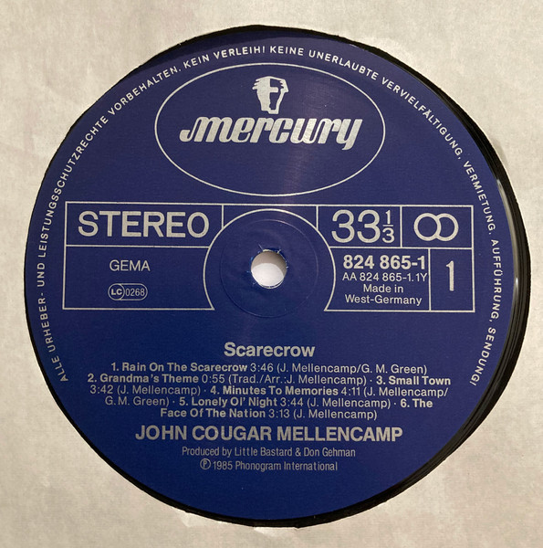 John Cougar Mellencamp - Scarecrow | Mercury (824 865-1) - 3 John Cougar Mellencamp - Scarecrow | Mercury (824 865-1) - 3