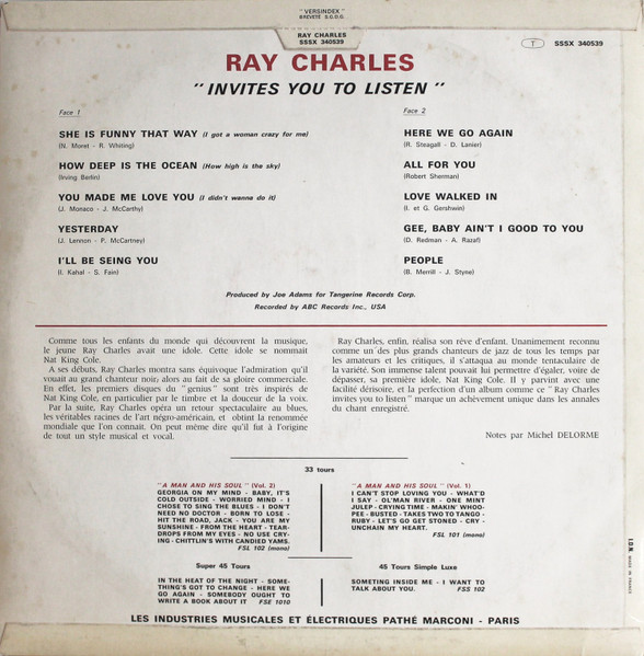 Ray Charles - Invites You To Listen | Stateside (SSSX 340.539) - 2