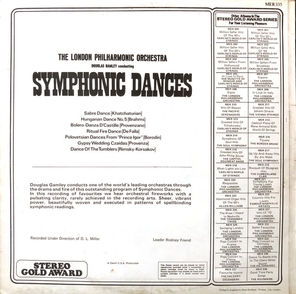 London Philharmonic Orchestra , Douglas Gamley - Symphonic Dances | Stereo Gold Award (MER 335) - 2