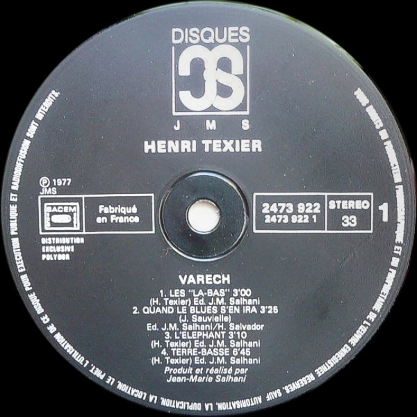 Henri Texier - Varech | Disques JMS (JMS 02) - 2 Henri Texier - Varech | Disques JMS (JMS 02) - 2