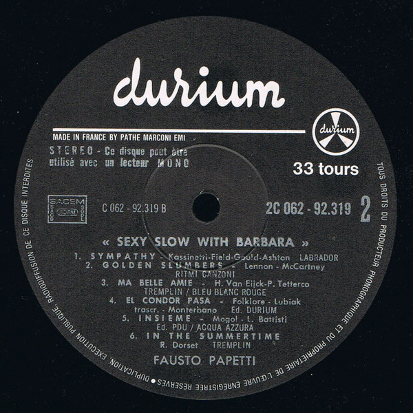 Fausto Papetti - Sexy Slow With Barbara | Durium (2 C 062-92319) - 4