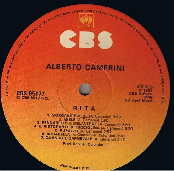 Alberto Camerini - Rudy / Rita | CBS (CBS 85177) - 4