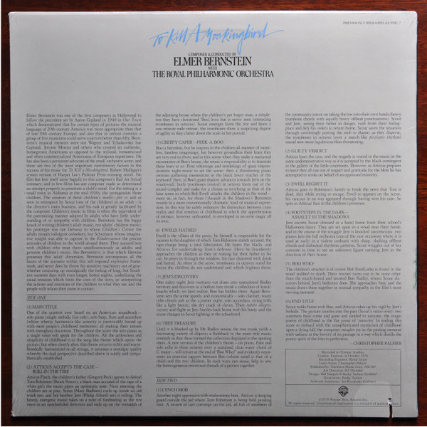 Elmer Bernstein With Royal Philharmonic Orchestra - To Kill A Mockingbird | Warner Bros. Records (BSK 3184) - 2