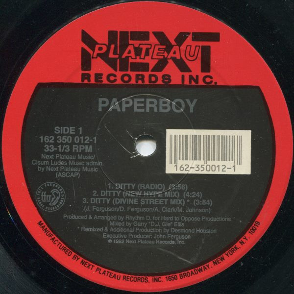 Paperboy - Ditty | Next Plateau Records Inc. (162 350 012-1) - main Paperboy - Ditty | Next Plateau Records Inc. (162 350 012-1) - main