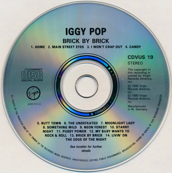 Iggy Pop - Brick By Brick | Virgin America (CDVUS 19) - 3