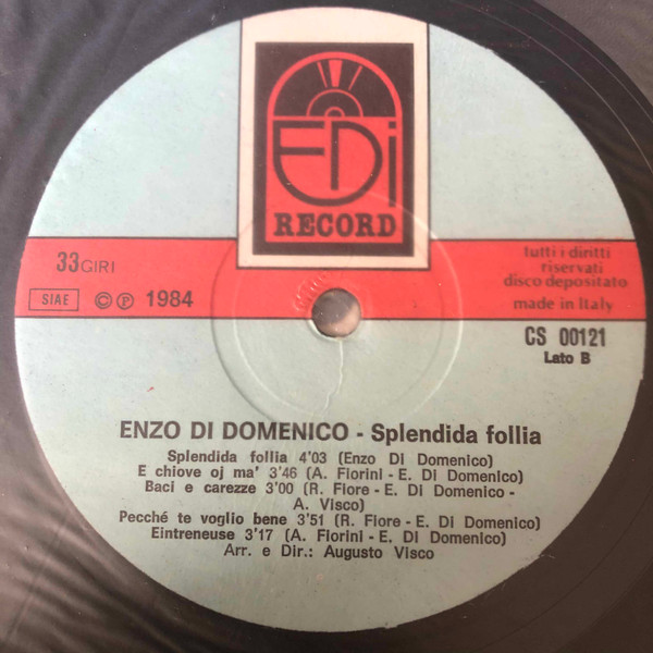 Enzo Di Domenico - Splendida Follia | Edi Record (CS 00121) - 4 Enzo Di Domenico - Splendida Follia | Edi Record (CS 00121) - 4