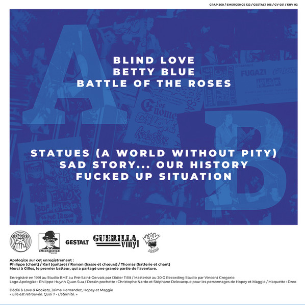 Apologize - Blind Love & Rockets | Crapoulet records (CRAP 260) - 2 Apologize - Blind Love & Rockets | Crapoulet records (CRAP 260) - 2