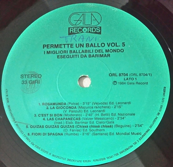 Mario Barimar - Permette Un Ballo Volume 5° | Gala Records (ORL 8704) - 3 Mario Barimar - Permette Un Ballo Volume 5° | Gala Records (ORL 8704) - 3