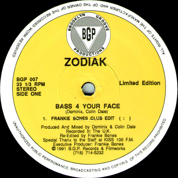 Zodiak - Bass 4 Your Face | Brooklyn Groove Productions (BGP 007) - main