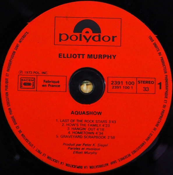 Elliott Murphy - Aquashow | Polydor (2391 100) - 3