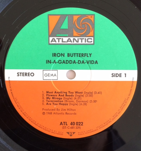 Iron Butterfly - In-A-Gadda-Da-Vida | Atlantic (ATL 40 022)