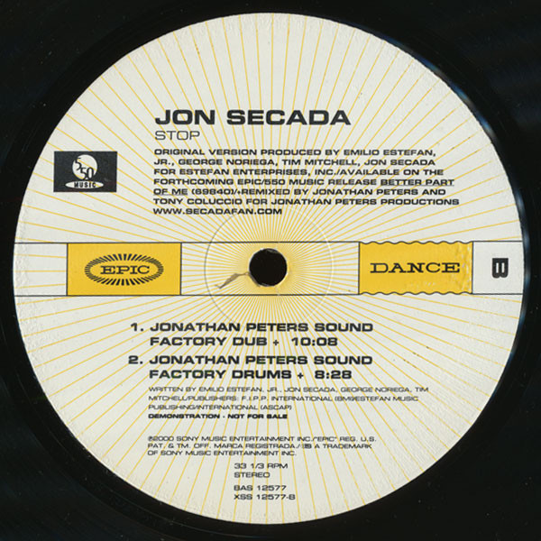 Jon Secada - Stop (Promo #2) | Epic (BAS 12577) - 2 Jon Secada - Stop (Promo #2) | Epic (BAS 12577) - 2