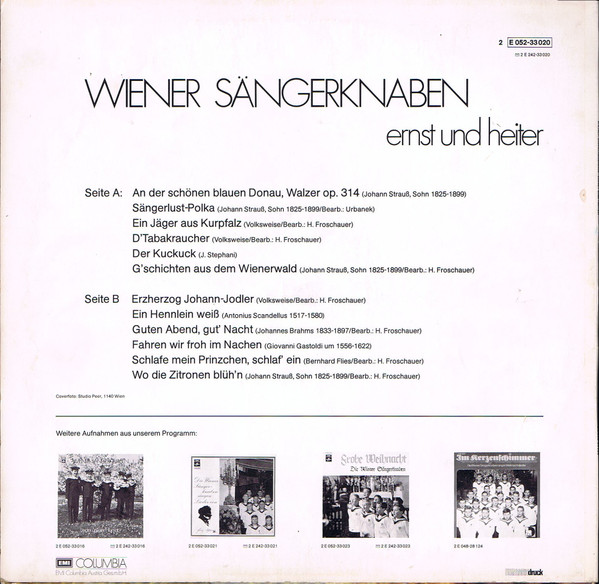 Die Wiener Sängerknaben - Ernst Und Heiter | Columbia (2 E 052-33 020) - 2