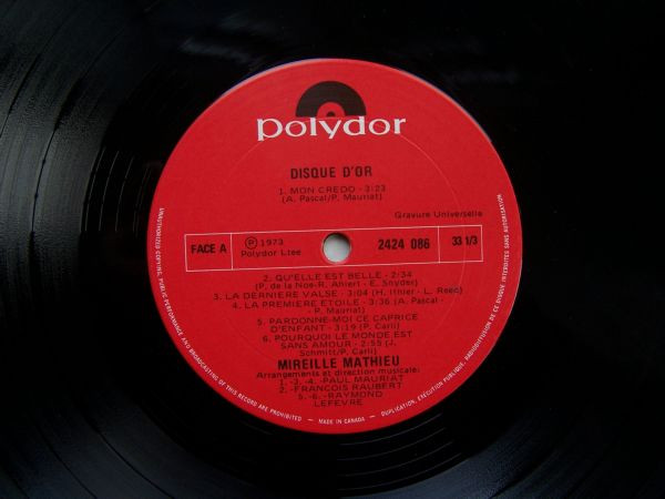 Mireille Mathieu - Disque D'or | Polydor (2424 086) - 2
