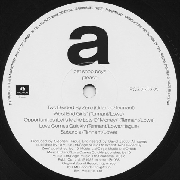 Pet Shop Boys - Please | Parlophone (PCS 7303) - 3