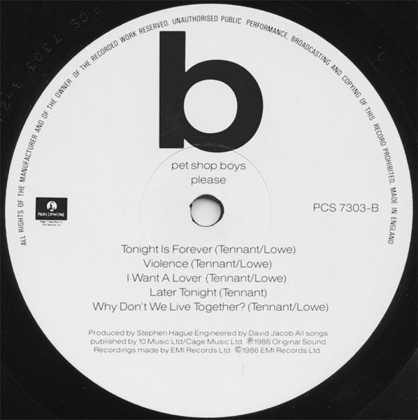 Pet Shop Boys - Please | Parlophone (PCS 7303) - 4