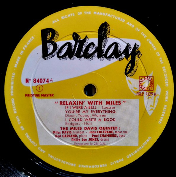 The Miles Davis Quintet - Relaxin' With Miles | Barclay (84 074) - 3 The Miles Davis Quintet - Relaxin' With Miles | Barclay (84 074) - 3