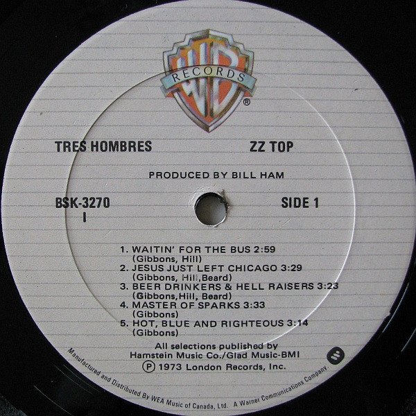 ZZ Top - Tres Hombres | Warner Bros. Records (BSK 3270) - 2