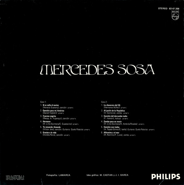 Mercedes Sosa - Disco De Oro | Philips (63 47 208) - 2 Mercedes Sosa - Disco De Oro | Philips (63 47 208) - 2