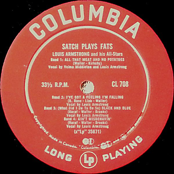 Louis Armstrong And His All-Stars - Satch Plays Fats | Columbia (CL 708) - 4 Louis Armstrong And His All-Stars - Satch Plays Fats | Columbia (CL 708) - 4
