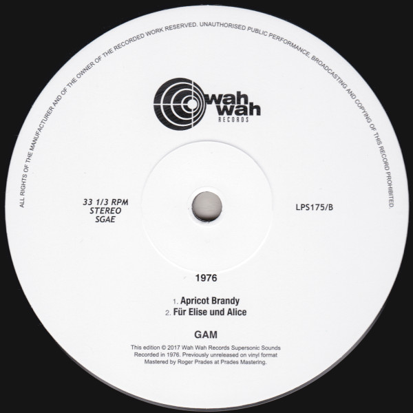 GAM - 1976 | Wah Wah Records (LPS175) - 4