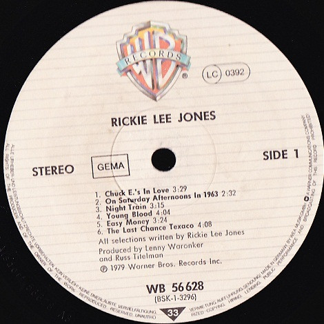 Rickie Lee Jones - Rickie Lee Jones | Warner Bros. Records (WB 56 628) - 2 Rickie Lee Jones - Rickie Lee Jones | Warner Bros. Records (WB 56 628) - 2