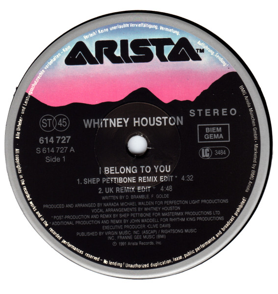 Whitney Houston - I Belong To You | Arista (614 727) - 3