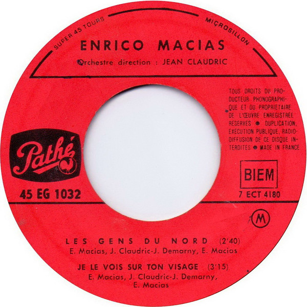 Enrico Macias - Les Millionnaires Du Dimanche | Pathé (EG 1032) - 4