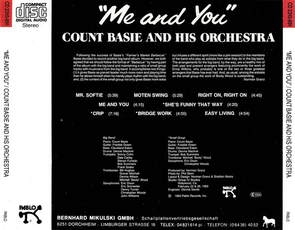 Count Basie Orchestra - Me And You | Pablo Records (CD 2310-891) - 2