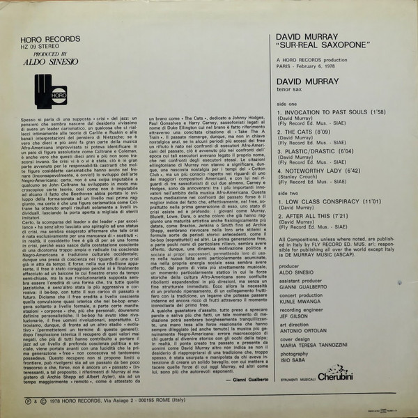 David Murray - Sur-real Saxophone | Horo Records (HZ 09) - 2 David Murray - Sur-real Saxophone | Horo Records (HZ 09) - 2