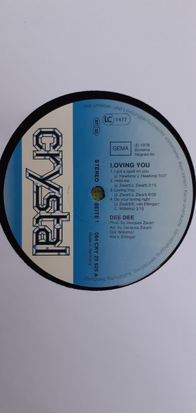 Dee Dee - Loving You | Crystal (064 CRY 25 925) - 3