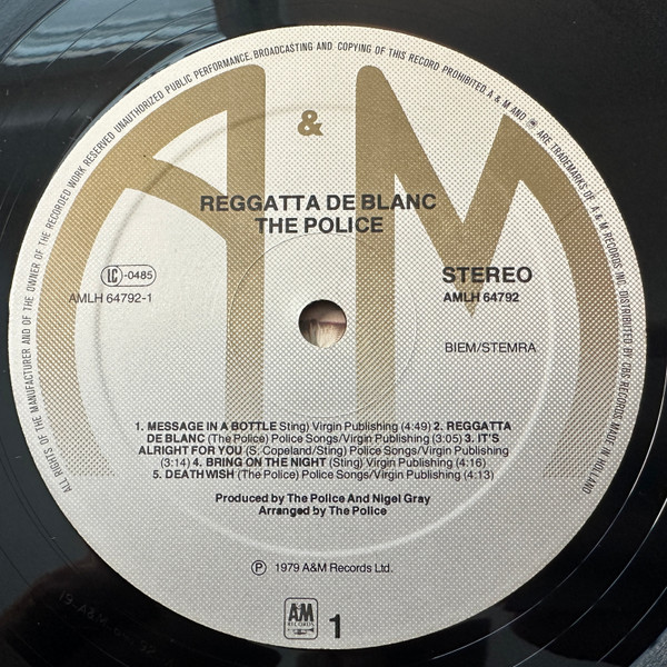 The Police - Reggatta De Blanc | A&M Records (AMLH 64792) - 3 The Police - Reggatta De Blanc | A&M Records (AMLH 64792) - 3