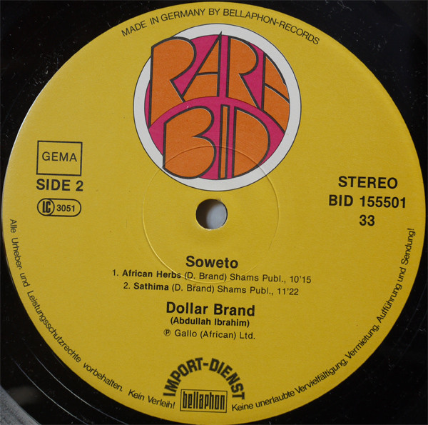 Dollar Brand , Abdullah Ibrahim - Soweto | Rare Bid (BID 155501) - 4 Dollar Brand , Abdullah Ibrahim - Soweto | Rare Bid (BID 155501) - 4