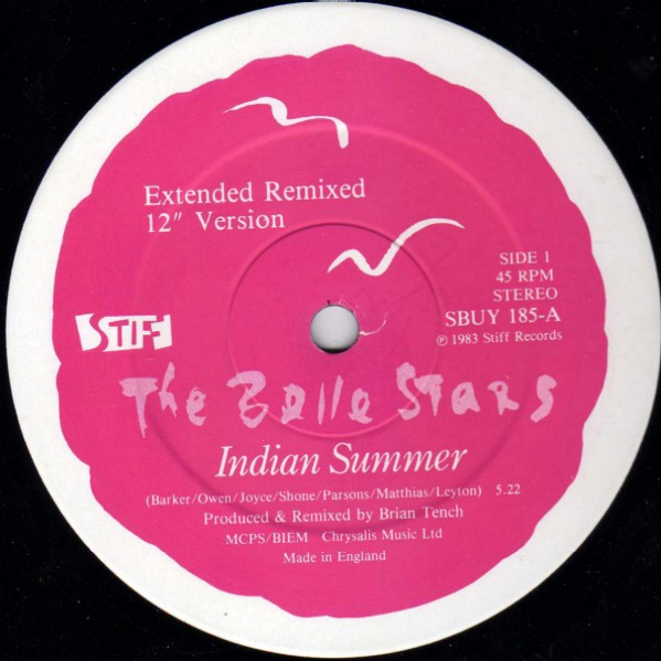 The Belle Stars - Indian Summer / Sun Sun Sun | Stiff Records (S BUY 185) - 3 The Belle Stars - Indian Summer / Sun Sun Sun | Stiff Records (S BUY 185) - 3