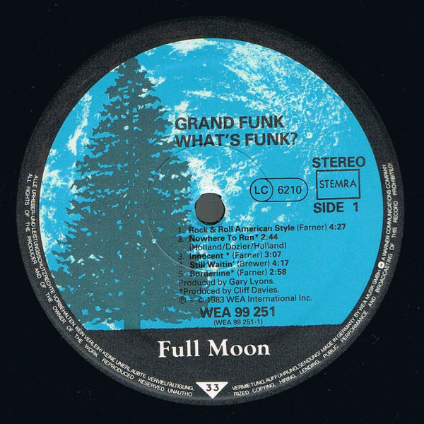 Grand Funk Railroad - What's Funk? | Full Moon (WEA 99 251) - 2
