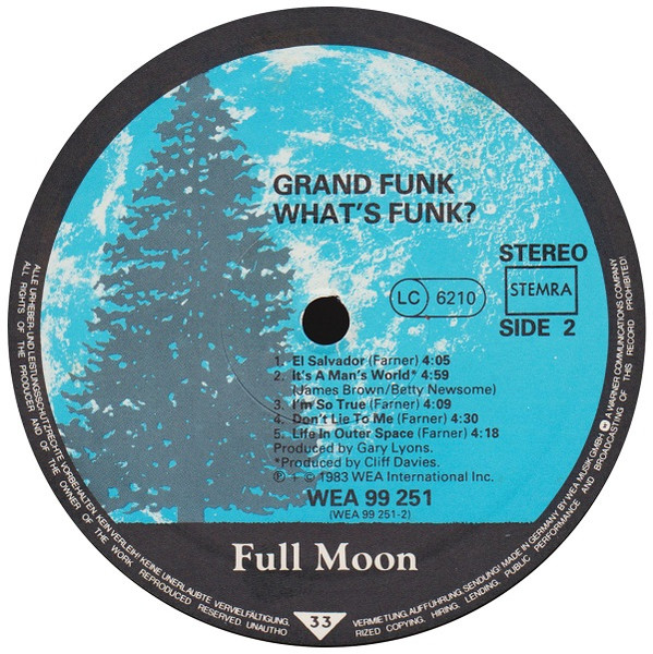 Grand Funk Railroad - What's Funk? | Full Moon (WEA 99 251) - 3