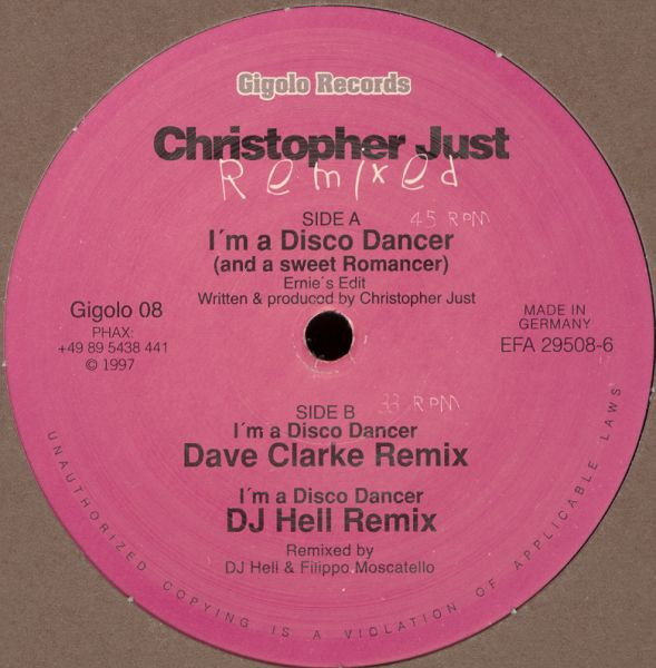 Christopher Just - I'm A Disco Dancer (And A Sweet Romancer) Remixed | International Deejay Gigolo Records (Gigolo 08)