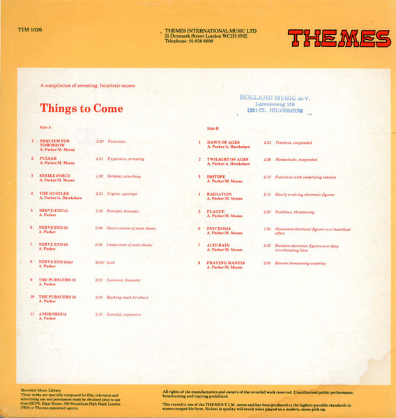 Alan Parker / Alan Hawkshaw / Mike Moran - Things To Come | Themes International Music (TIM 1026) - 2
