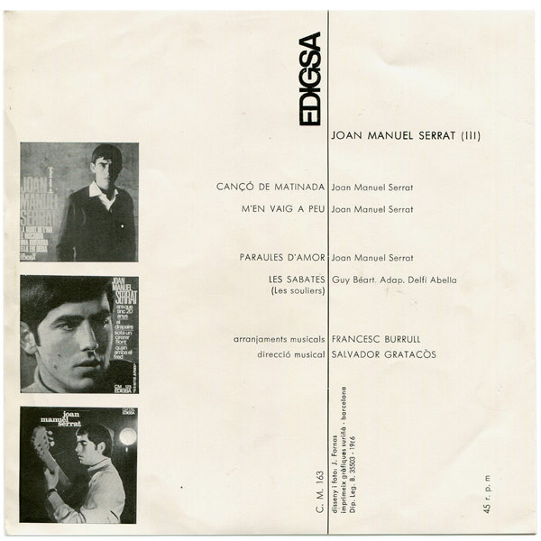 Joan Manuel Serrat - Cançó De Matinada | Edigsa (C.M. Nº 163) - 2 Joan Manuel Serrat - Cançó De Matinada | Edigsa (C.M. Nº 163) - 2