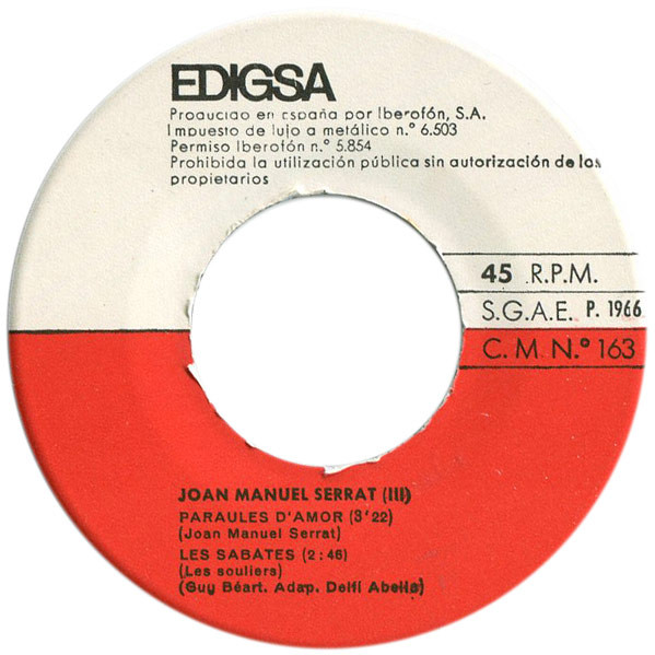Joan Manuel Serrat - Cançó De Matinada | Edigsa (C.M. Nº 163) - 4 Joan Manuel Serrat - Cançó De Matinada | Edigsa (C.M. Nº 163) - 4