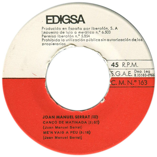 Joan Manuel Serrat - Cançó De Matinada | Edigsa (C.M. Nº 163) - 3 Joan Manuel Serrat - Cançó De Matinada | Edigsa (C.M. Nº 163) - 3