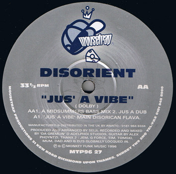 Disorient - Jus' A Vibe | Mousetrap Records (MTP96 27)