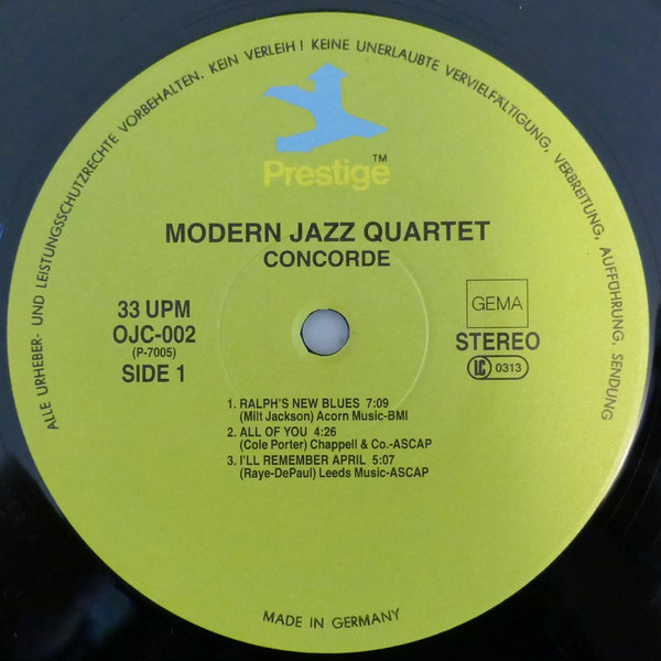 The Modern Jazz Quartet - Concorde | Original Jazz Classics (OJC-002) - 3 The Modern Jazz Quartet - Concorde | Original Jazz Classics (OJC-002) - 3